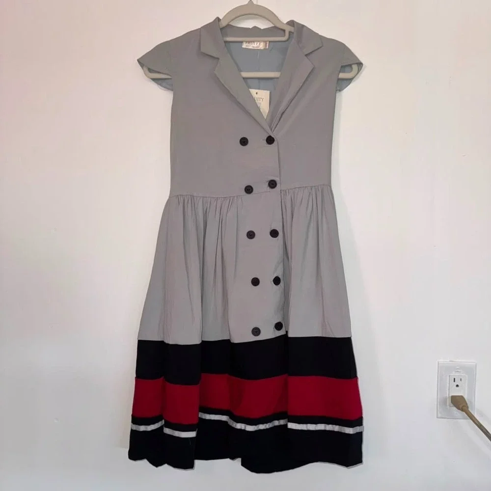NWT Fruity Couture Girls Size 10-12yr Dress Double Breasted Short Cap Sleeves